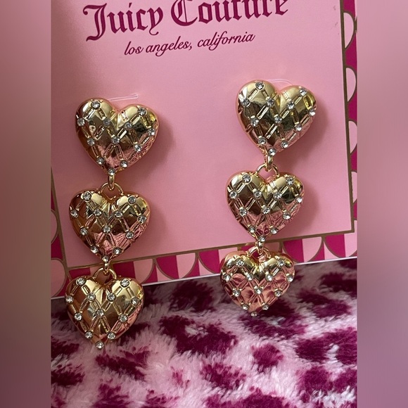 Juicy Couture Earrings,Juicy Couture Gold and Heart Drop Earrings - Picture 10 of 10